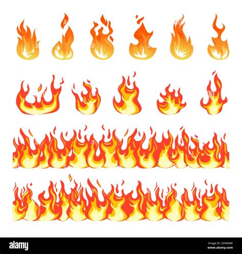 Fire Flame Burning Firex Seamless Border Cartoon Style Blazing