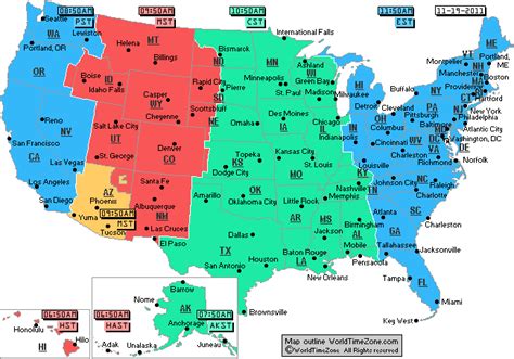 Time Zone Map United States