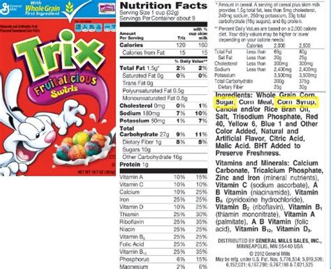 Trix Nutrition Label Trix Cereal Nutrition Facts Label Runners High