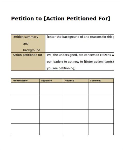 Template For Petition Signatures Collection