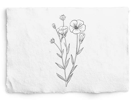 Wild Flower Svg Hand Drawn Botanical Line Drawing Tatoo Etsy