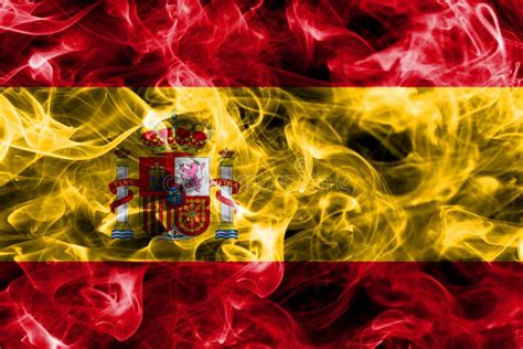 Spain Smoke Flag With A Black Background Stock Illustration