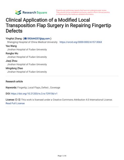 Pdf Clinical Application Of A Modified Local Transposition Flap