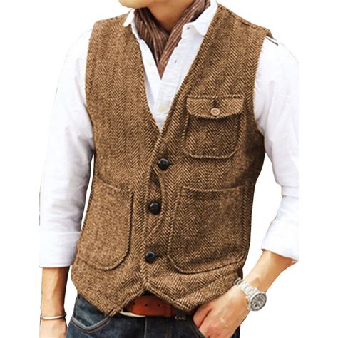 Get The Best Deals Ceehuteey Mens Vintage Suit Tweed Vests Wool Casual