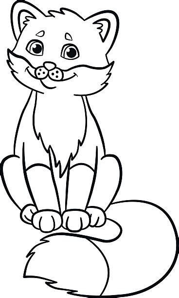 Coloring Pages Wild Animals Little Cute Baby Fox Illustrations