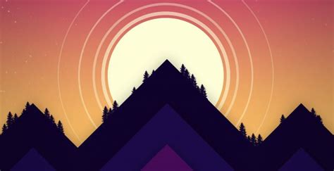 Desktop Wallpaper Minimal Sunset Mountains Peak Minimal Hd Image