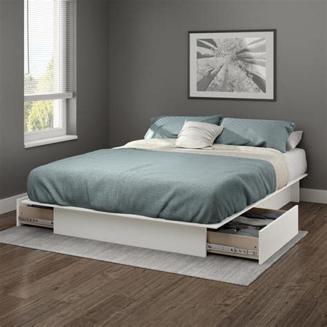 Two or four drawers with metal tracks. Gramercy Platform Bed with Drawers, Pure White