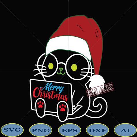 Christmas in cat with glasses vector, Cat logo, cat nerd vector, kitten ...