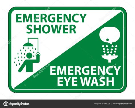 Emergency Shower Eye Wash Symbol Sign Isolate On White Background