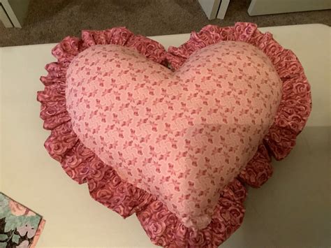 Heart Shaped Pillow With Ruffle Cut Out And Sew Panel Etsy