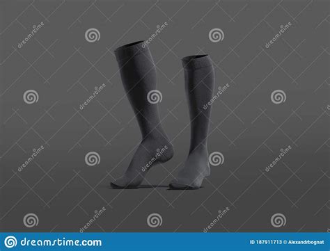 Blank Black Pair Soccer Socks Toe Mockup Dark Background Stock Illustration Illustration Of