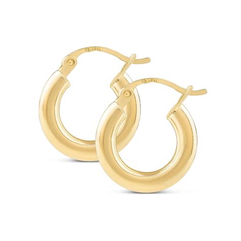 14KT Hinged 3MM Thick Premium Gold Hoops Fashion Earrings Walmart Com