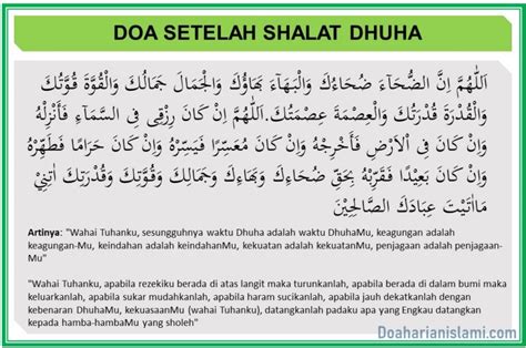 Bacaan Doa Setelah Sholat Dhuha Lengkap Dengan Tulisan Latin Dan