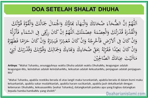 Bacaan Doa Setelah Sholat Dhuha Lengkap Dengan Tulisan Latin Dan