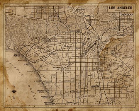 Vintage Los Angeles Map Old Los Angeles Map Print Circa 1930 Etsy