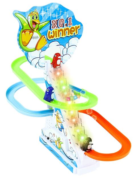 Funny Penguin Race Racer Ice Slide Track Kids Toy Lights Sounds Toys