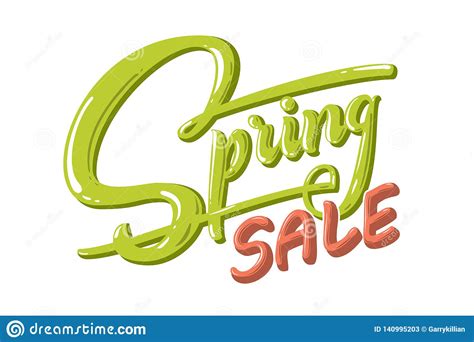 Hand Drawn Lettering Spring Sale With Shadow And Highlights Elegant