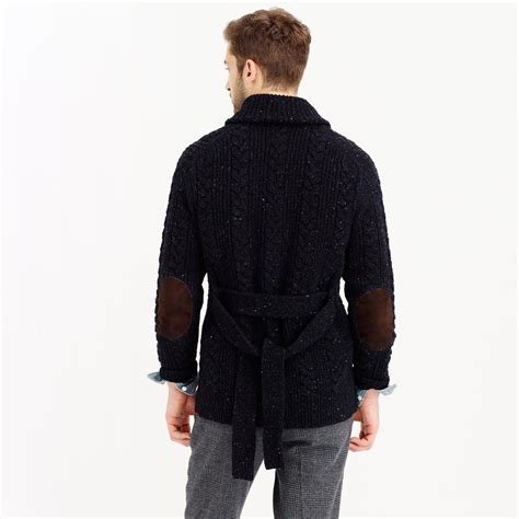 Lyst Jcrew Donegal Wool Belted Shawl Cardigan Sweater In Blue For Men