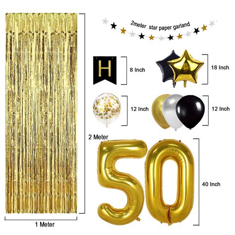 Buy SZHUIHER Black And Gold Th Birthday Decorations Banner Balloon Happy Birthday Banner