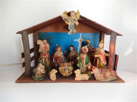 Vintage Nativity Set 15 Pc Sears Original Box Complete Etsy