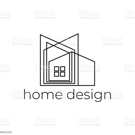 Creative Home Design Logo With Abstract Line Stock Illustration