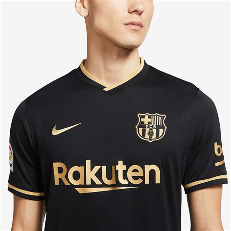 Nike Fc Barcelona 2021 Away Stadium Shirt Blackmetallic Gold Mens