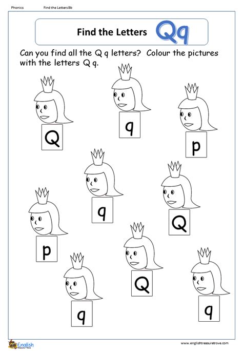 Find The Letter Q Worksheet English Treasure Trove