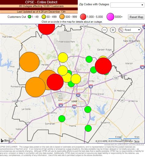 cps energy power outage map map