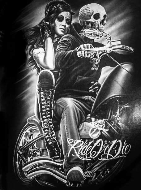 Skull Biker Lowrider Art Biker Art Chicano Art