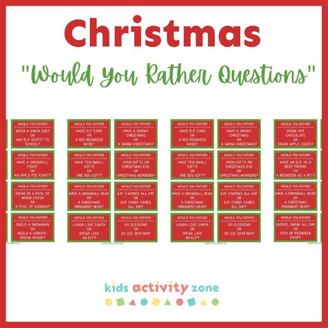 Christmas Would You Rather Free Printable Kids Activity Zone
