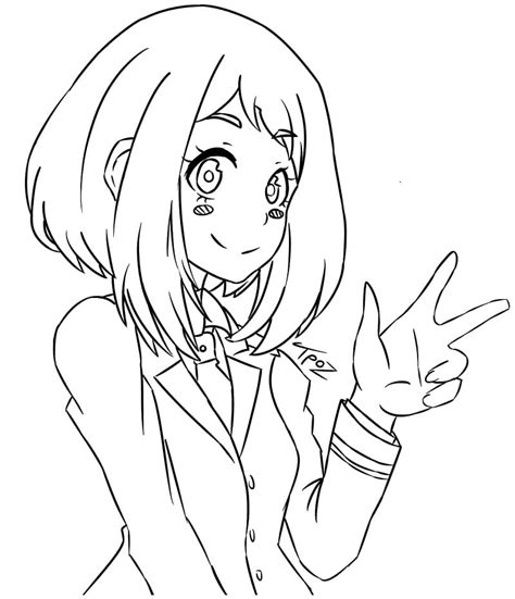 Happy Uraraka Coloring Page Anime Coloring Pages