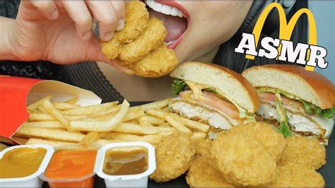 Asmr Mcdonalds Chicken Nuggets Burger Eating Sounds No Talking Sas Asmr Youtube