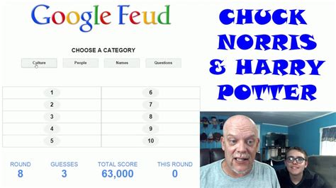 Anyway here's answer the google feud questions not people or the other ones, questions. Google Feud Fun | Chuck Norris, Cats, Harry Potter, Lawrence and Howard - YouTube