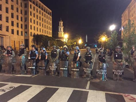 Military Police With Riot Shields Holding Entrances Past Farragut Washington District Of