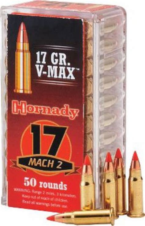 Hornady 17 Mach 2 17gr V Max X50 83177 Rimfire Ammunition