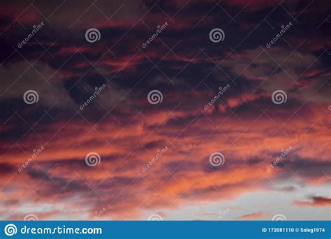 Beautiful Dramatic Sky With Dark And Bright Clouds At Sunset Summer