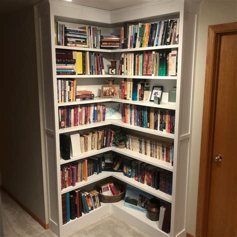 Built In Corner Bookshelf With Open Corner Diy Handcrafted By Jason