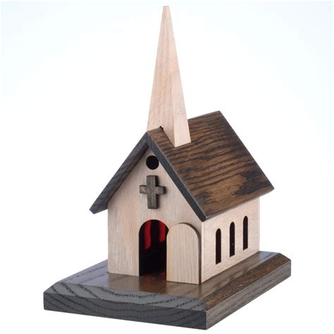 Amish Handcrafted Wood Church Music Box Solid Oak Two Toned Etsy