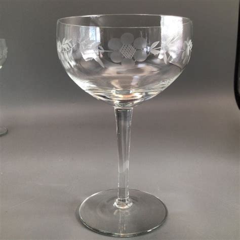 Vintage Floral Etched Crystal Champagne Glasses Set Of 6 Chairish