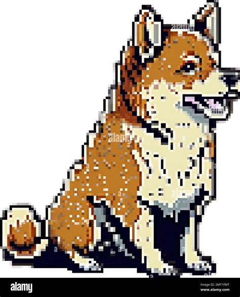 Dog Shiba Inu Breeds Pixel Art Vector Illustration Stock Vector Image