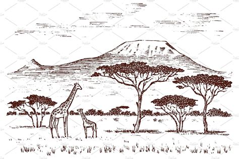 African Savanna Outline Pets Lovers