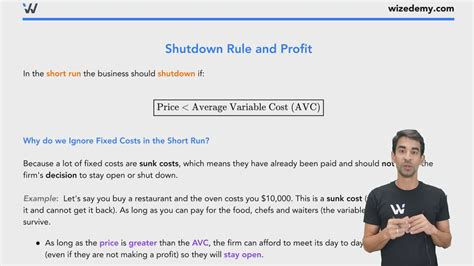 Shutdown Rule Wize University Microeconomics Textbook Wizeprep