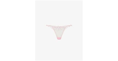Agent Provocateur Quinny Bow Embellished Low Rise Mesh Thong Xx In White Lyst