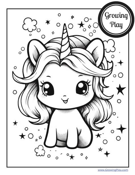 Cute Kawaii Unicorn Coloring Pages Free Growing Play