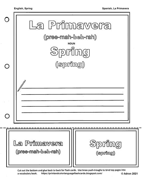 Free Spanish English Flashcard For La Primavera Spring Plus Bonus