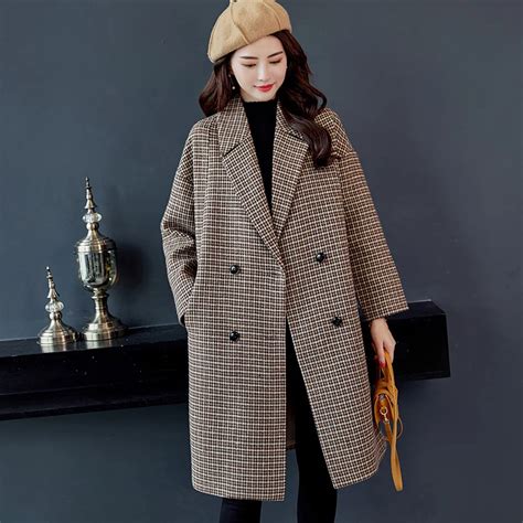 Autumn Winter 2018 Coat Long Woolen Coat Korean Temperament Loose Double Breasted Women Woolen