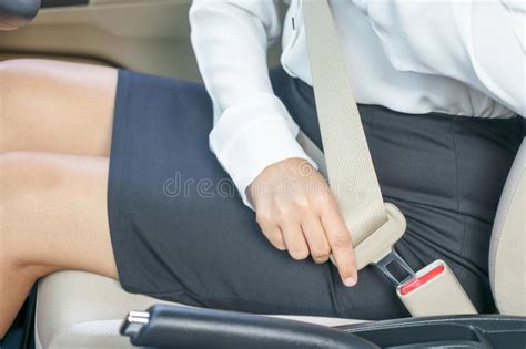 Business Woman Fastening Seat Belt In Car Before Driving Stock Image Image Of Buckle Rule