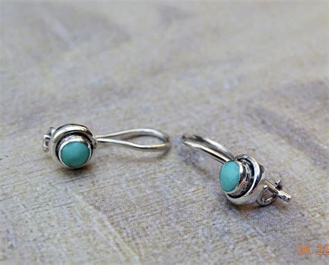 Vintage Turquoise Drop Earrings Sterling Silver Wulfgirl On Etsy