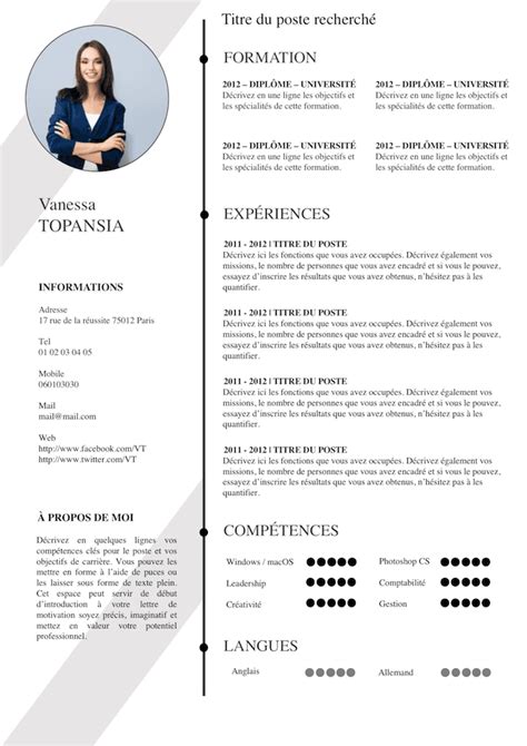 Resume in pdf format awesome professional resume templates word voir. CV gratuit caméléon et moderne | Modèles cv téléchargement ...