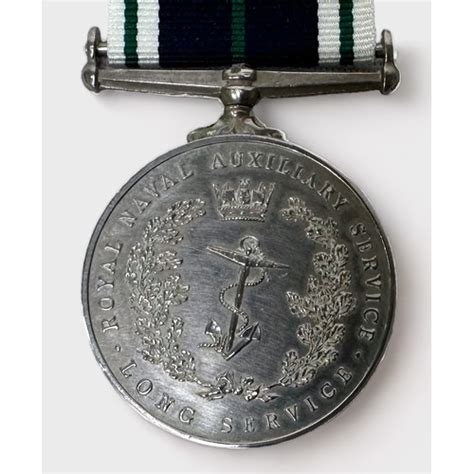 An Erii Royal Navy Auxiliary Service Long Service Medal Named And With